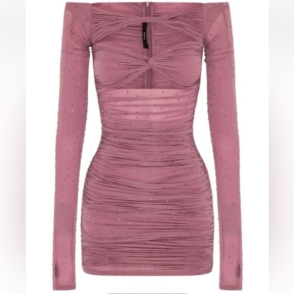 Alex Perry Tinley Ruched Off Shoulder Mini Dress - Picture 5 of 9